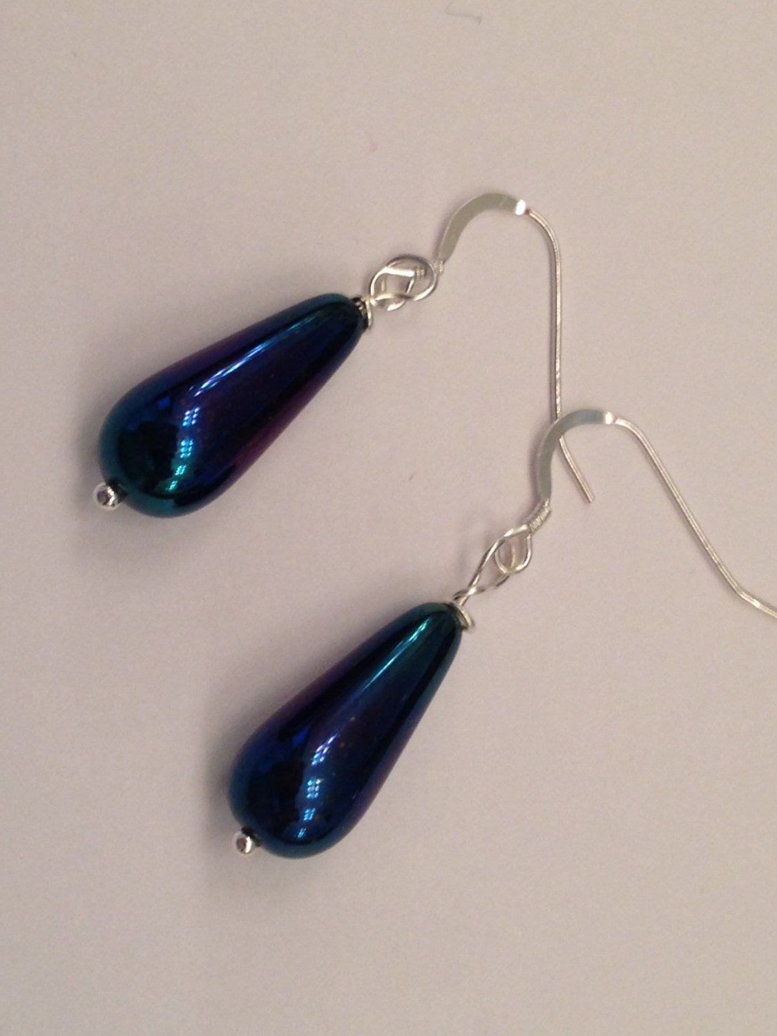 Dangle Earrings Blue Drop Earrings Dark Blue Iris Earrings