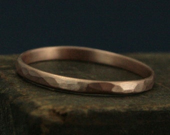 Hammered Rose Gold Ring--2mm Wide Perfect Hammered Band--Women's Wedding Ring--Hammered Wedding Band--Rose Gold Wedding Ring--Thin Gold Ring