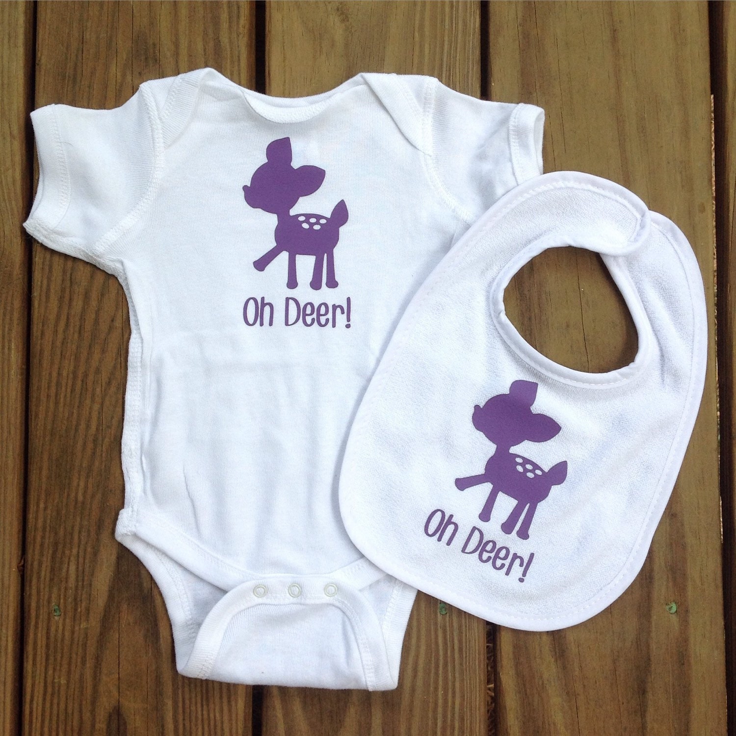 Oh Deer Onesie and Bib Baby Deer Baby Onesie Personalized