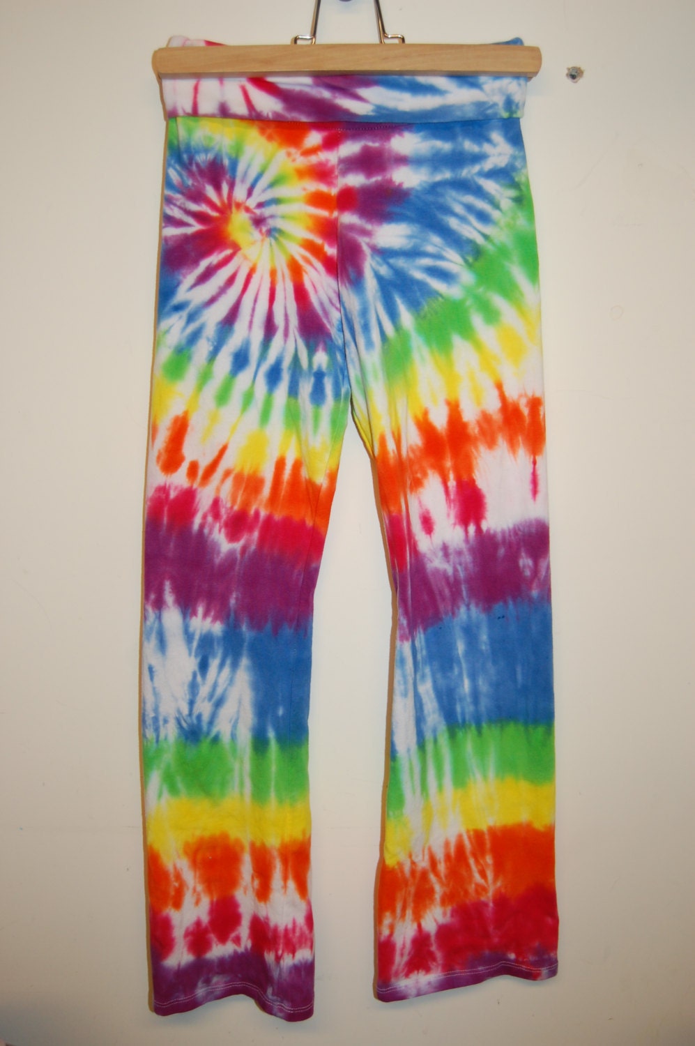 Yoga Pants Tie Dye Rainbow Spiral Women's Small by FarOutDyes