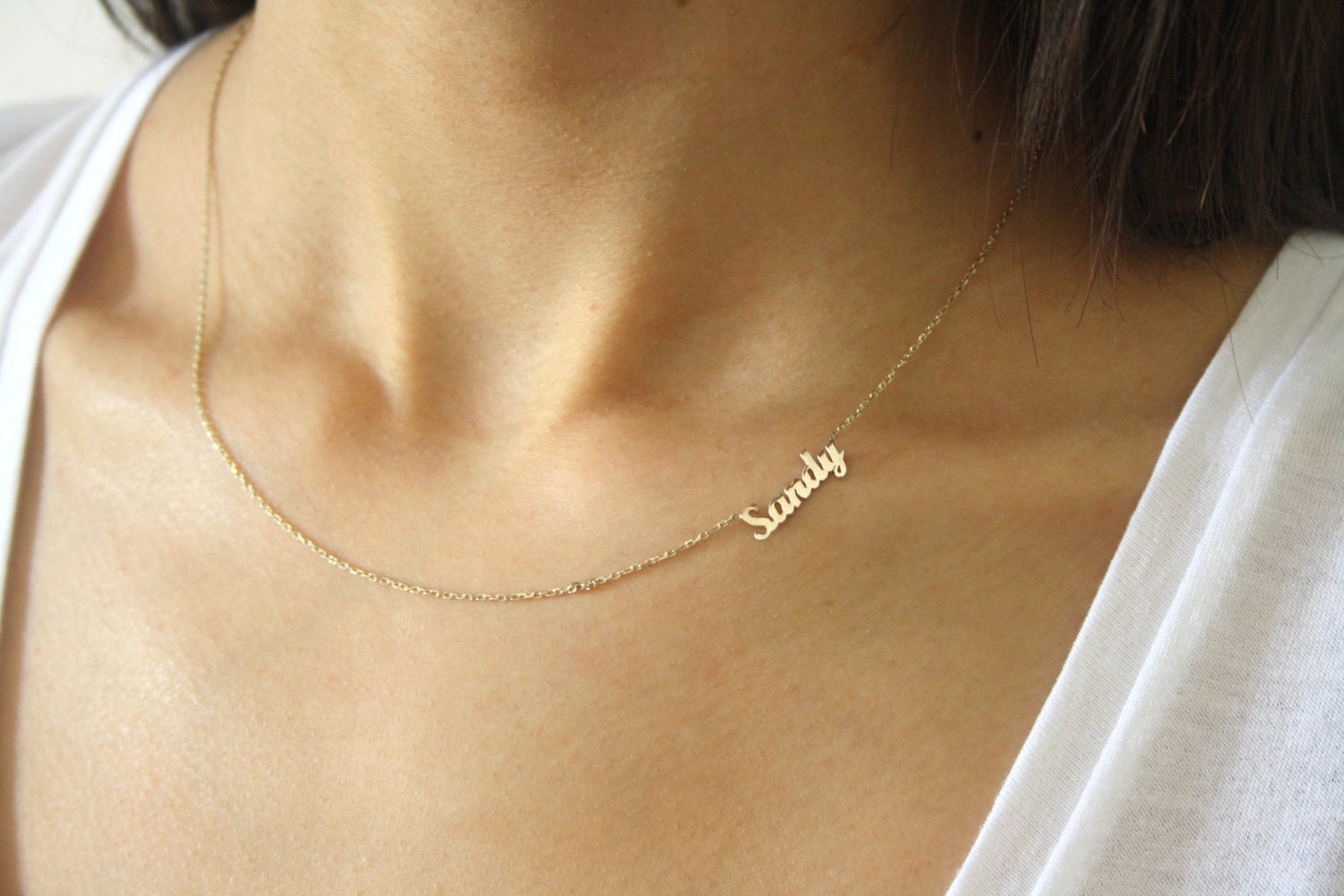 Sideways Name Necklace Personalized Mini Name Necklace