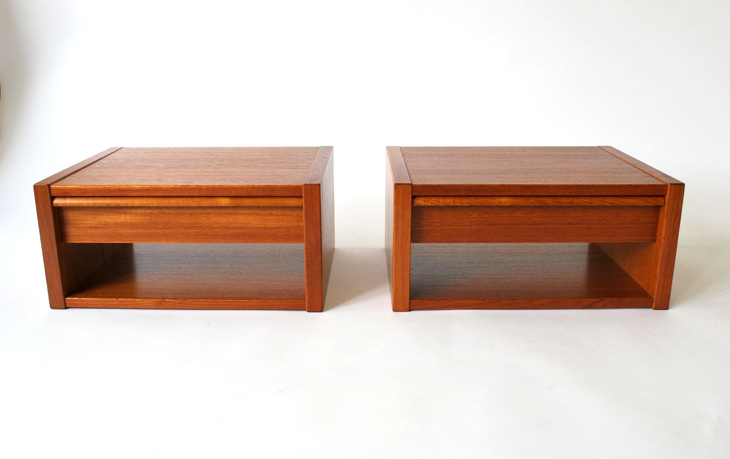 Pair Danish Mid Century Modern Teak floating night stands Haute Juice