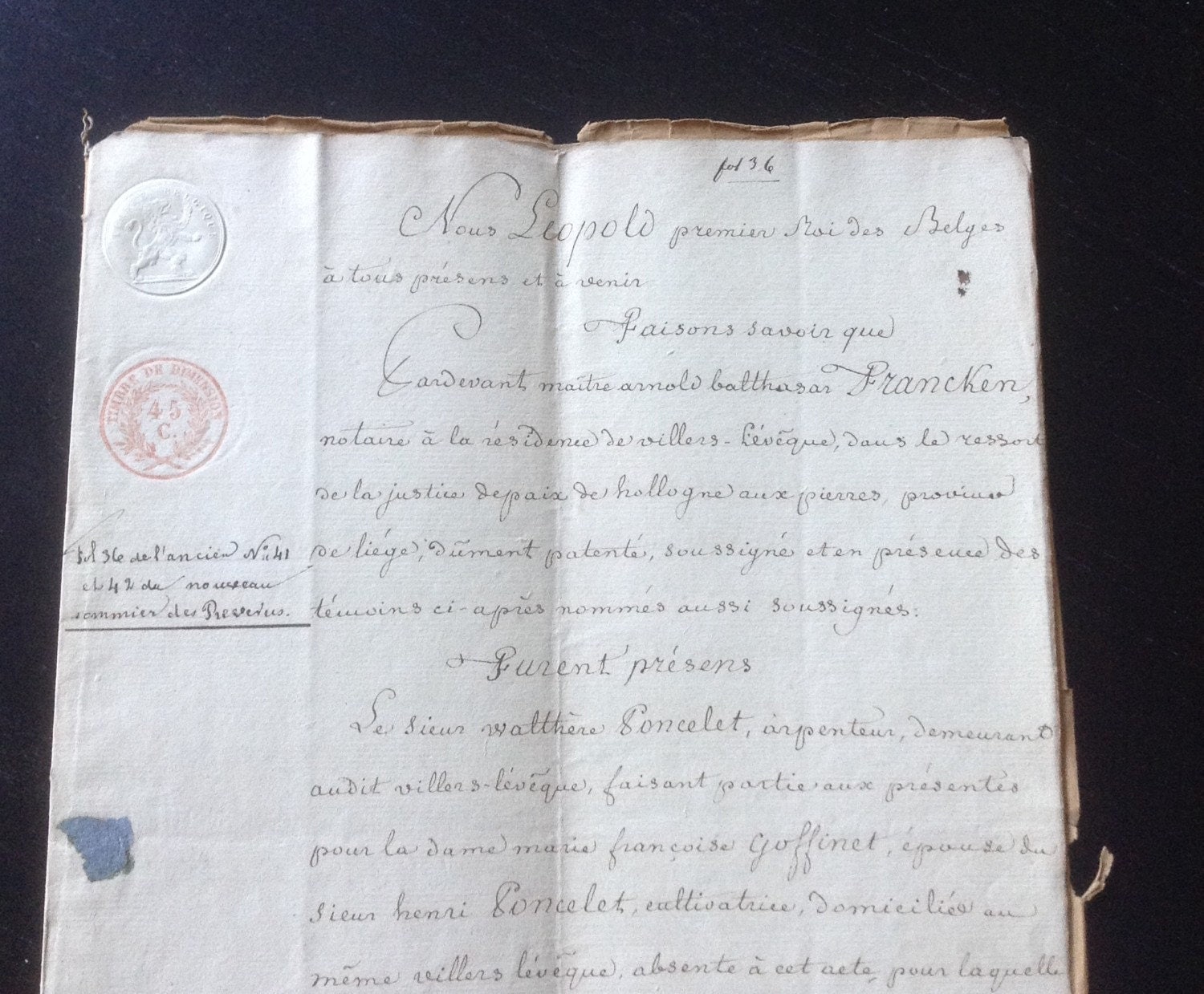 1833 Antique handwritten legal document on parchment paper