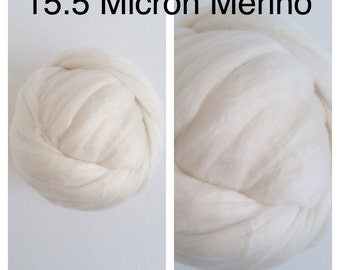 15.5 Micron Merino Top Undyed / Superfine Merino Roving / Ecru Merino Roving / Merino Felting / 1lb / 16oz