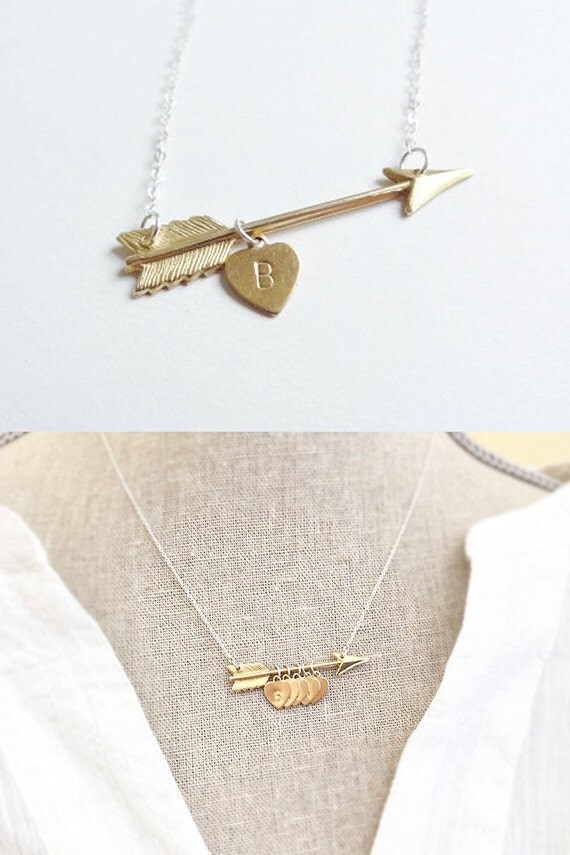 Arrow Necklace Gold Arrow Necklace Initials Mothers