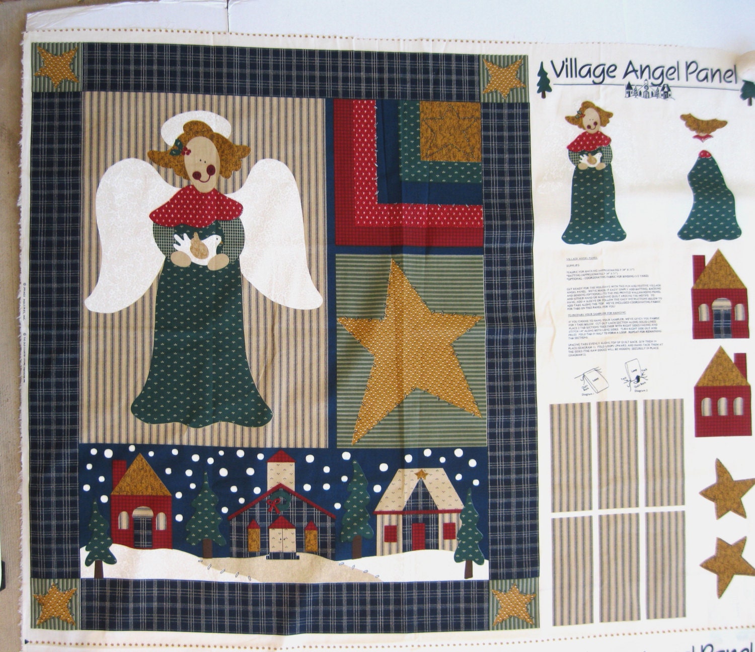 Christmas Angel Wall Hanging Cut and Sew Fabric Panel Folk