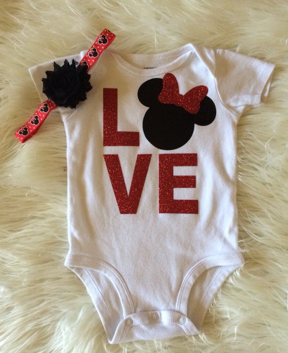 Love Minnie Onesie Set Minnie Mouse Onesie By Mytutucuteboutique