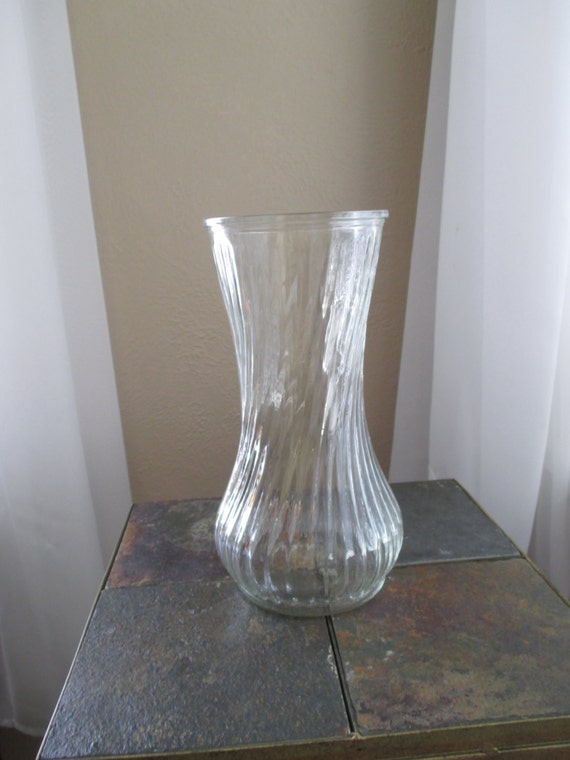 clear ribbed vase