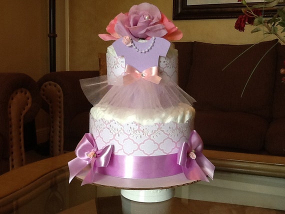 Ballerina diaper cake Baby girl diaper cake Pink and lavender