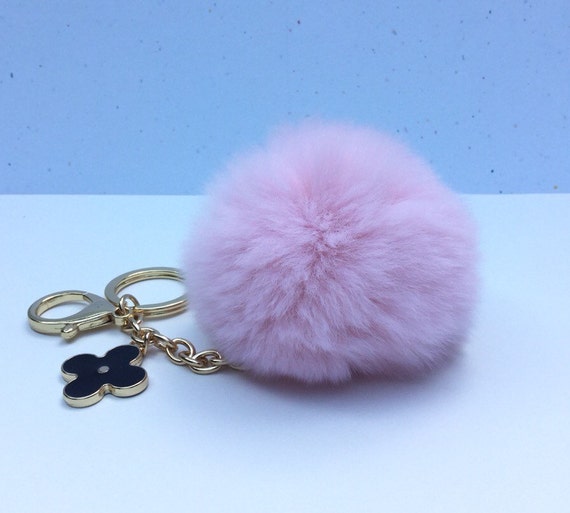 Baby pink fur pom pom keyring bagcharm keychain fur ball with