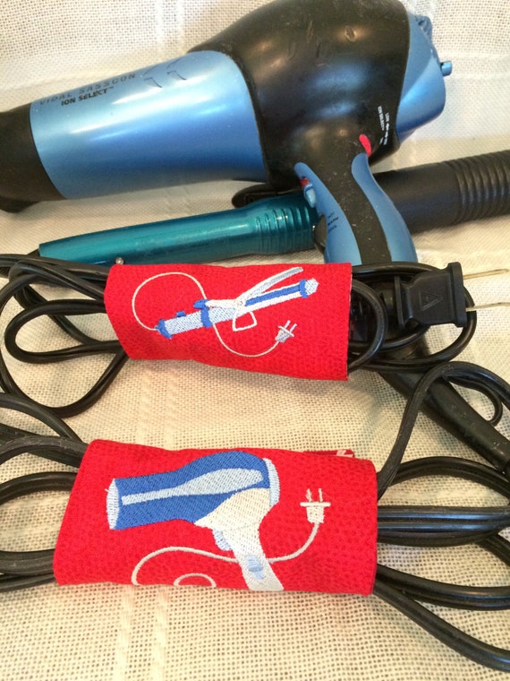 Embroidered Cord Wraps for Hair Dryer by GulfViewNeedleArts