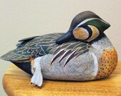 Woodcarved Male Baikal Teal Duck; Handcarved Teal Duck; Wood carved Duck; Handcrafted Duck Woodcarved Male Baikal Teal Duck; Handcarved Teal Duck; Wood carved Duck; Handcrafted Duck