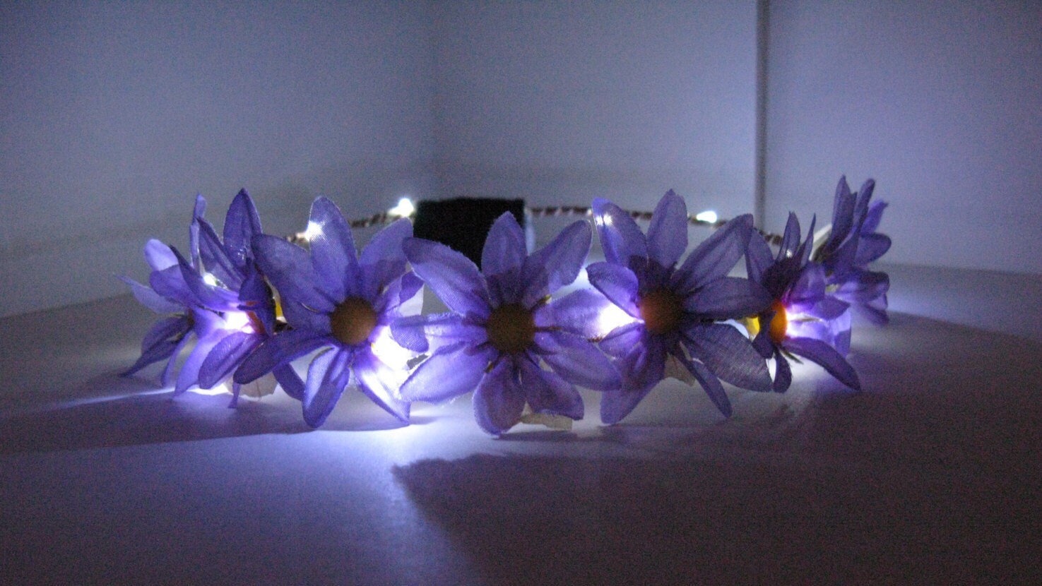 Daisy Mini crown Purple Etsy on led by LED etsy Crown NeonGear flower  Flower