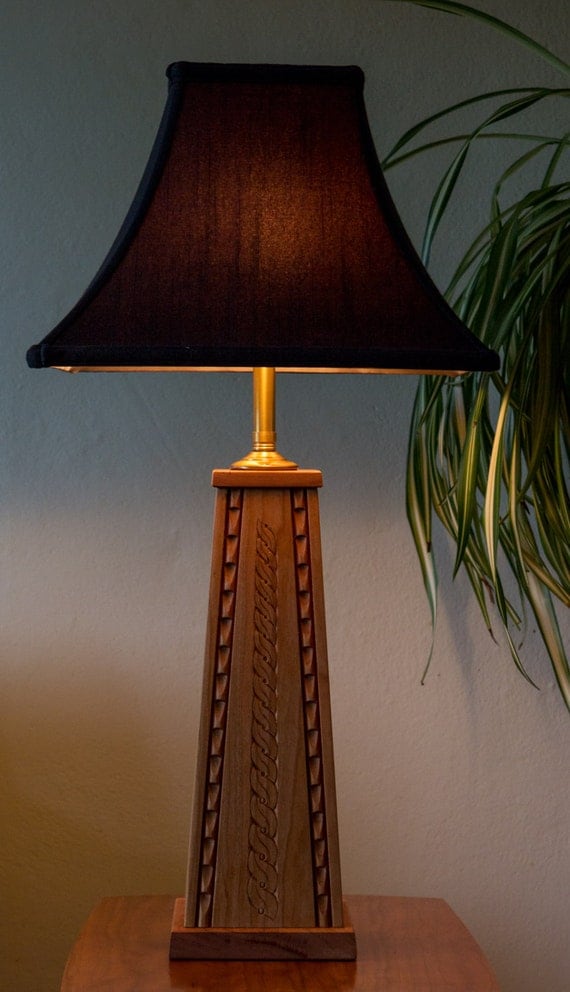 Hand carved solid cherry table lamp by VardoWoodenware on Etsy