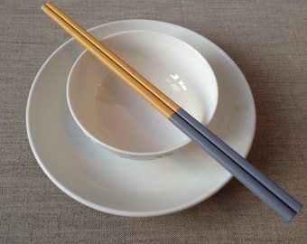 Grey Handpainted Bamboo Chopsticks