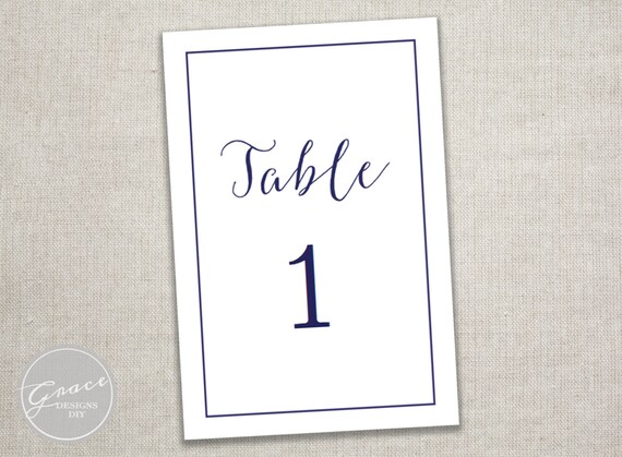 navy blue table numbers printable 4x6 inch diy instant