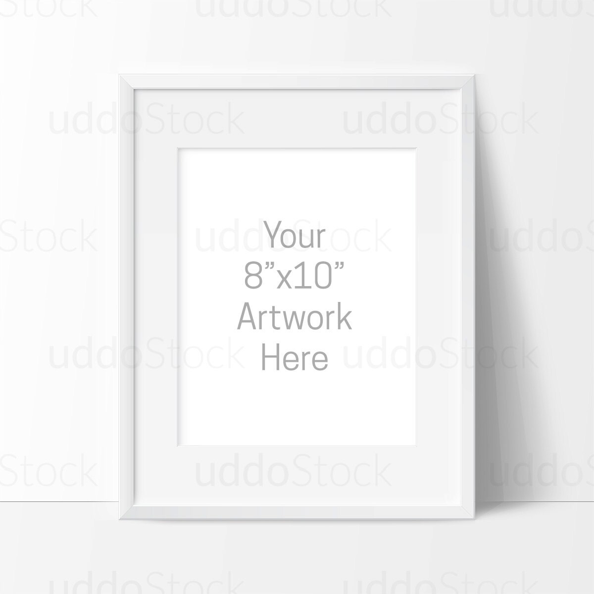 8x10 White Frame on White Background Mockup for Wall Art