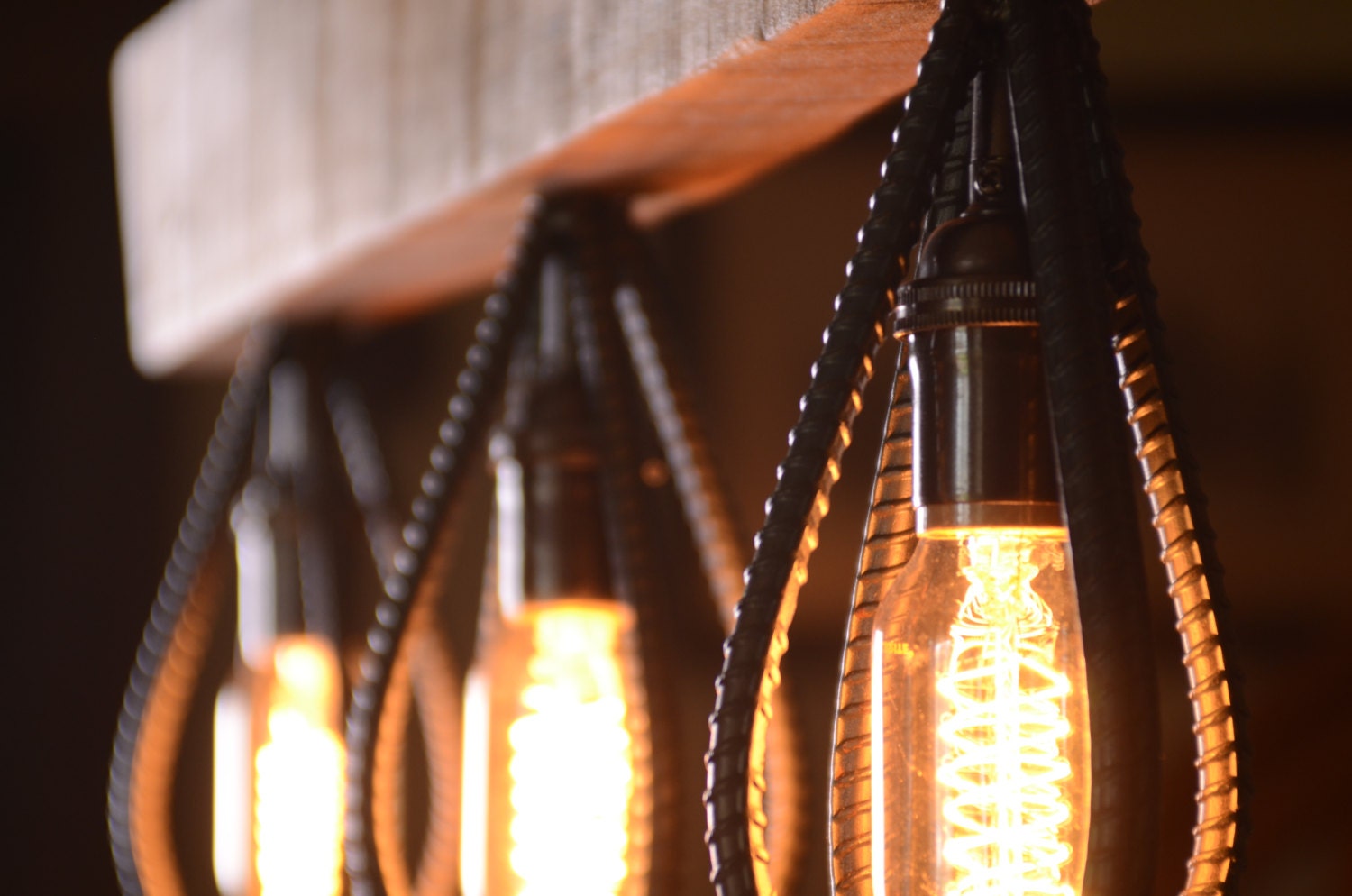Industrial Barn Wood and Rebar light fixture