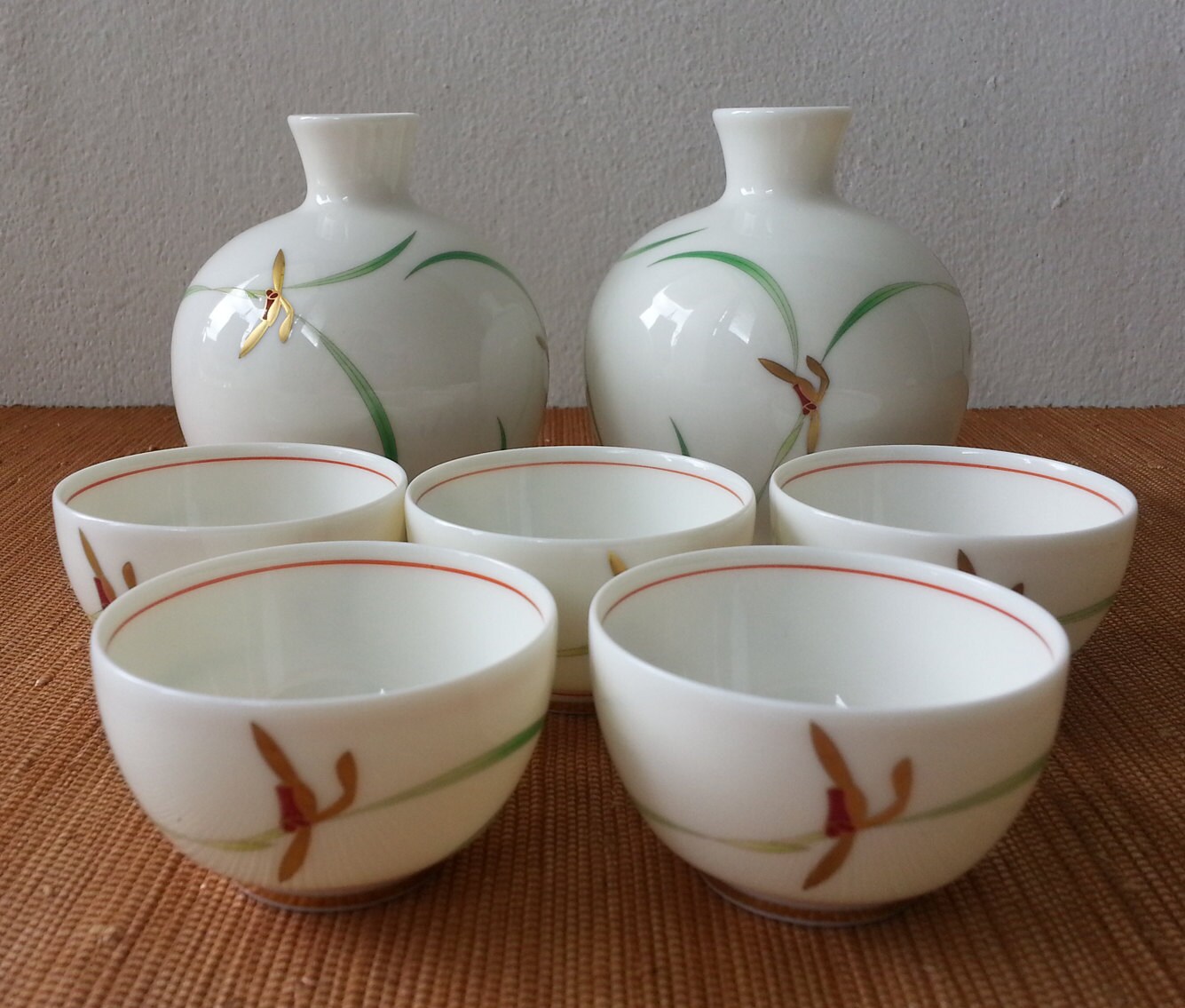 Japanese Porcelain Sake Set By Koransha Arita Ware by Nippon2You