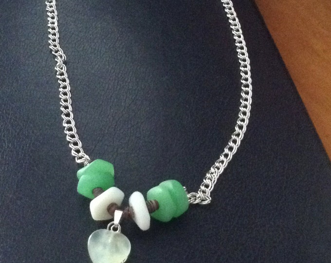 Green Beach Glass Necklace...originally 27.00