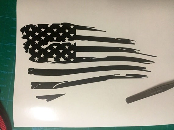 Distressed American Flag Vinyl Decal Free Shipping!