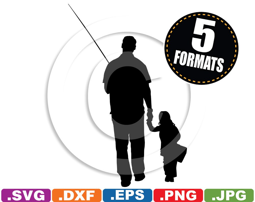 Download Father / Daughter / Child Fishing Silhouette Clip Art svg
