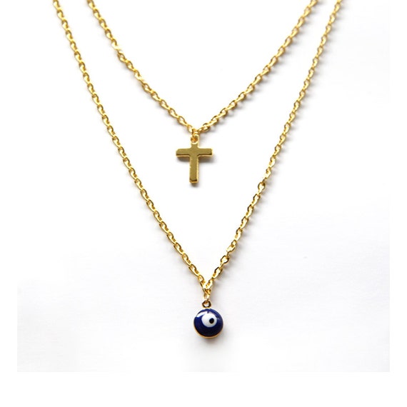Evil Eye NecklaceEuropean Style Cross and Evil Eye by TorIHaro