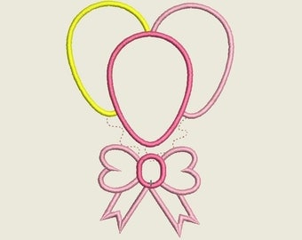 Balloons Machine Applique Design Balloons Applique Bow Applique, Balloon Bow Applique, Balloon Embroidery Design, Bow Embroidery Design,pes