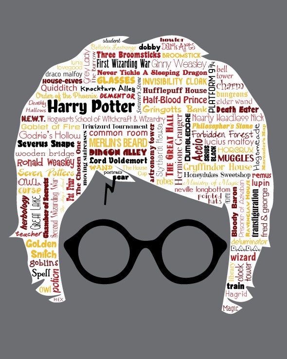 Harry Potter / Word Art Typography / Home Decor / Unique Gift