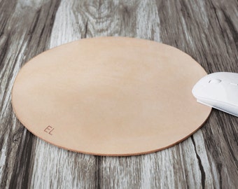 Leather Mouse Pad, Mouse Pad Round Circle, Leather Mouse Mat, Leathet Circle Mouse Pad, Hand Cut from Vegetable Tanned Leather