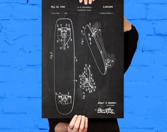 Skateboard Poster, Skateboard Patent, Skateboard Print, Skateboard Art, Skateboard Decor, Skateboard, Skateboard Wall Art