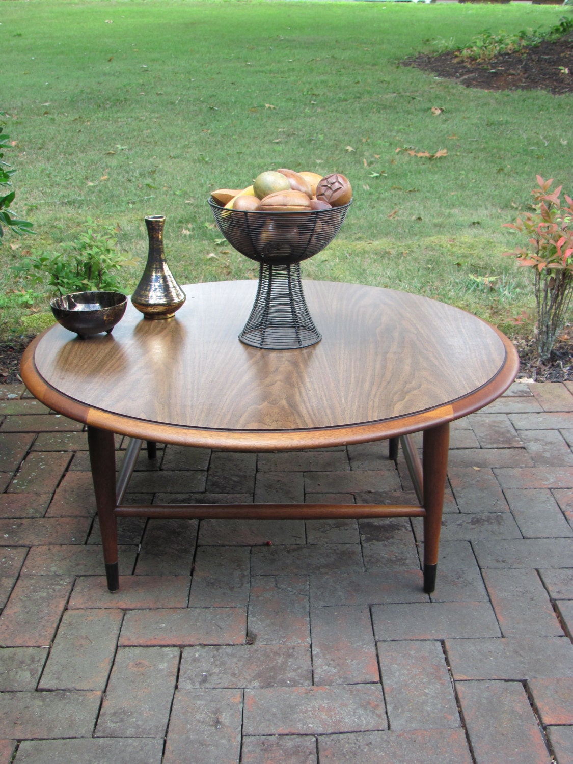 Mid Century Modern Round Walnut Cocktail Table By The Lane Company ...