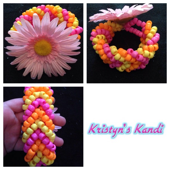 Daisy flower kandi cuff by KristynsKandi on Etsy