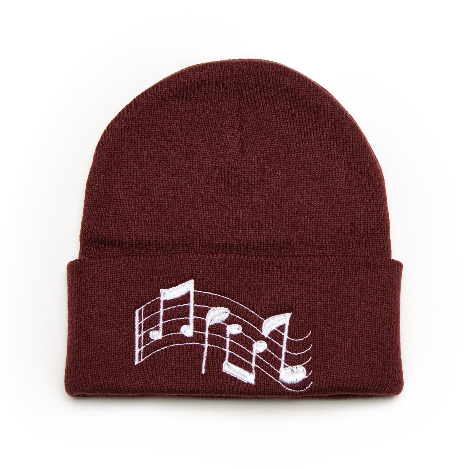 Music Notes Hat Embroidered Beanie