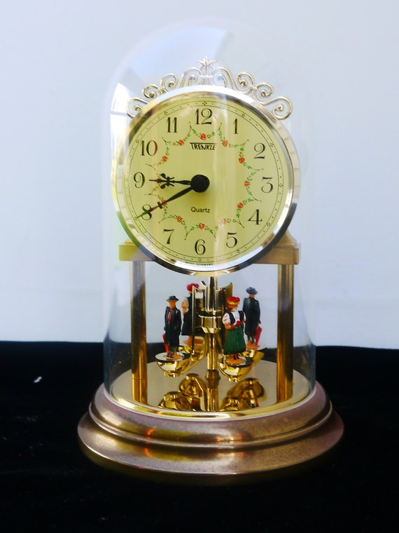 Trenkle West Germany Quartz Retro Pendulum Figurines Glass