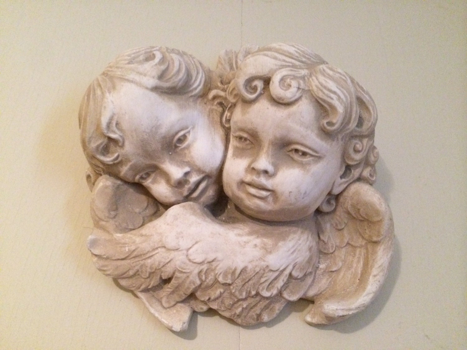 Vintage Plaster Cherub Wall Hanging Cherub Garden Bust