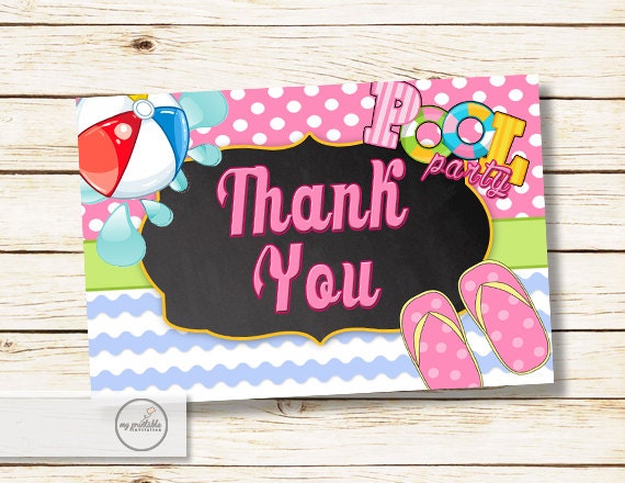 Pool Party Thank You Card / Printable / by MyPrintableInvite