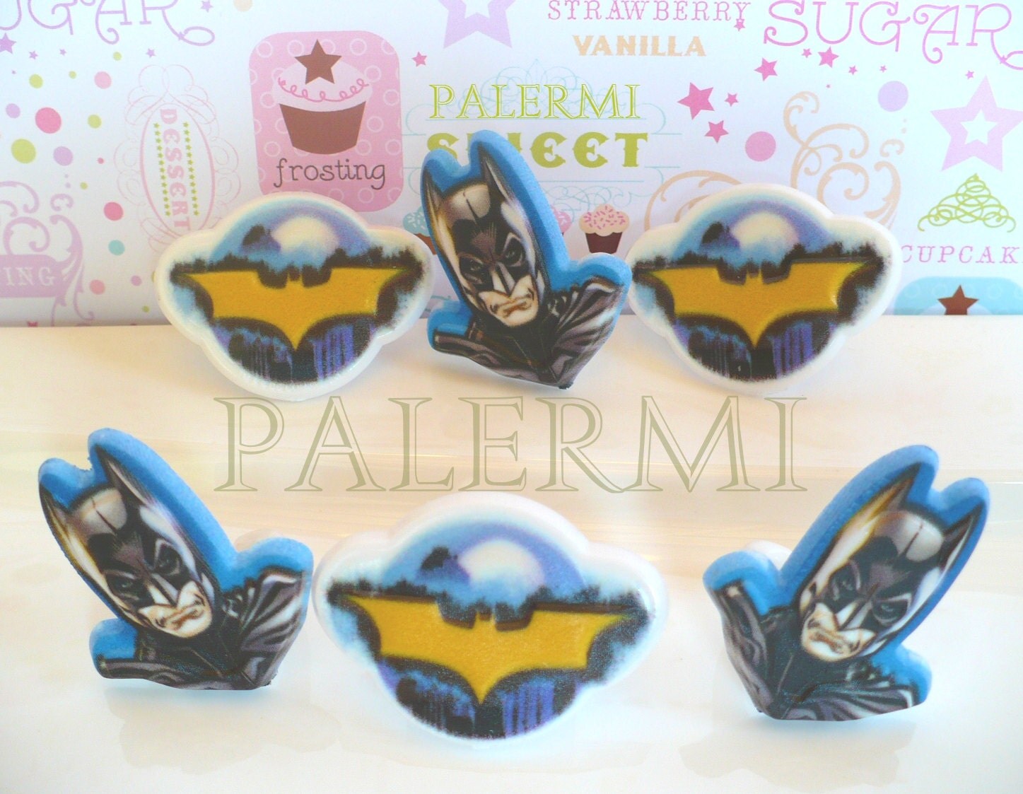 Batman Cupcake Toppers Rings The Dark Knight Rises by PALERMI