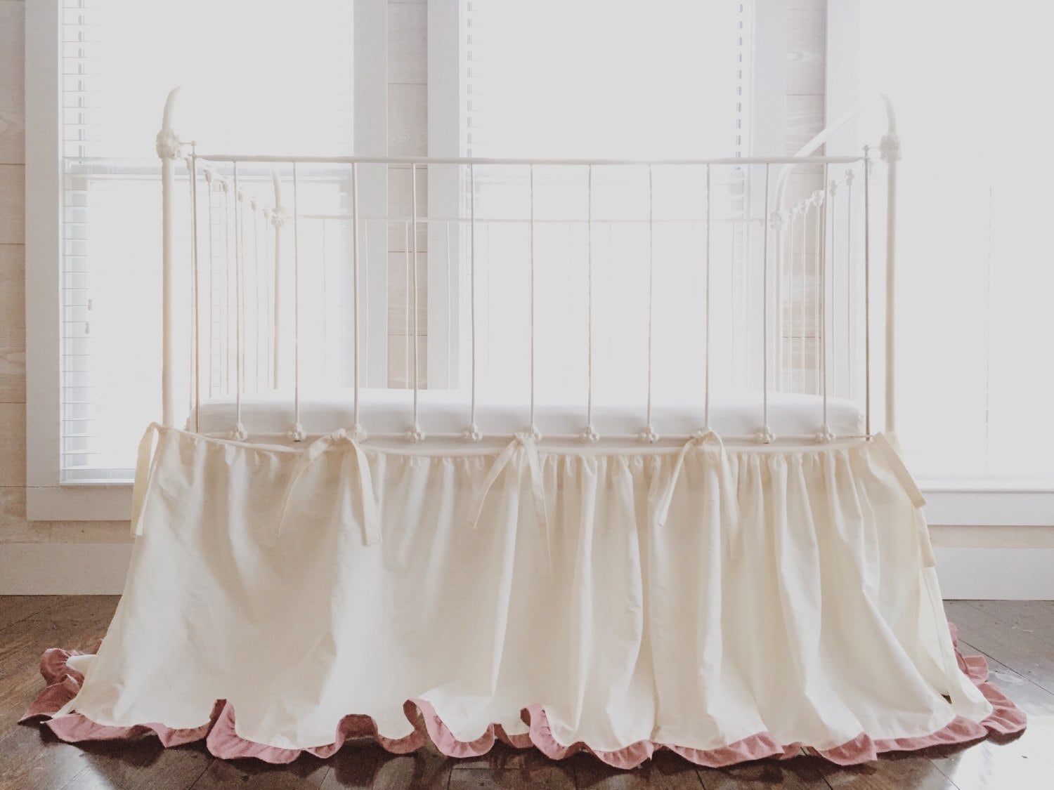 Cinderella Ruffled Crib Skirt Separates Ivory Crib Skirt