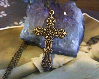 Items similar to Vampire's Kiss - Gothic Cross Necklace on Etsy