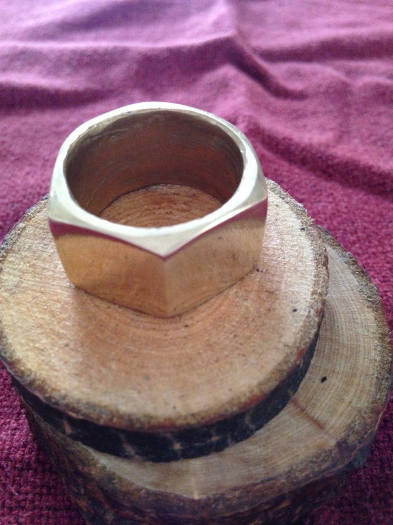 Items similar to Mens Industrial/Steampunk Brass Hex Nut Ring on Etsy