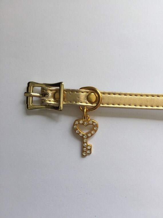 Gold Cat Collar With Rhinestone key by JadesJewels18