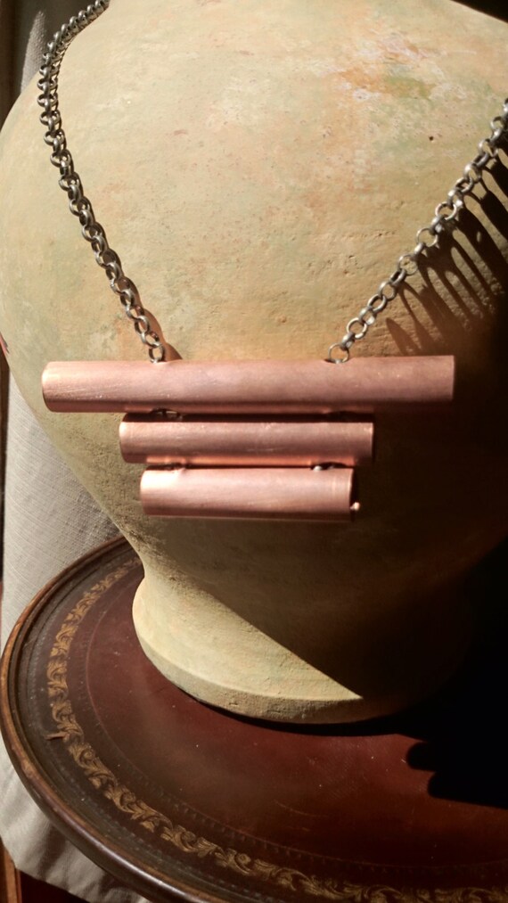 Tiered Copper Pipe Necklace Steampunk Industrial by RosesShadow
