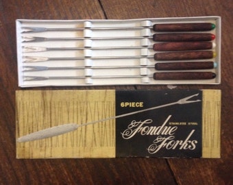 SALE WAS 10 Fondue Forks Vintage 1970s fondue forks complete set stainless steel