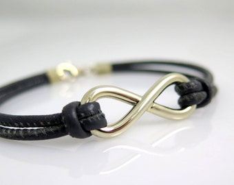 Men Infinity bracelet gold 14k gold bracelet Men Leather bracelet Natural white gold Bracelet men Gold bracelet men Woven gold bracelet