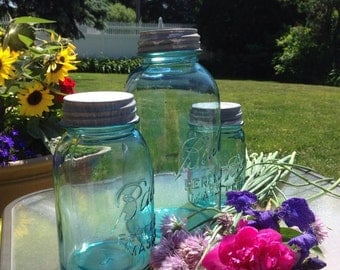 Let Uncle Mason's be your blue ball shopper! SET OF 3! Half Gallon, quart and pint size jars are in this incredible and reasonably priced of