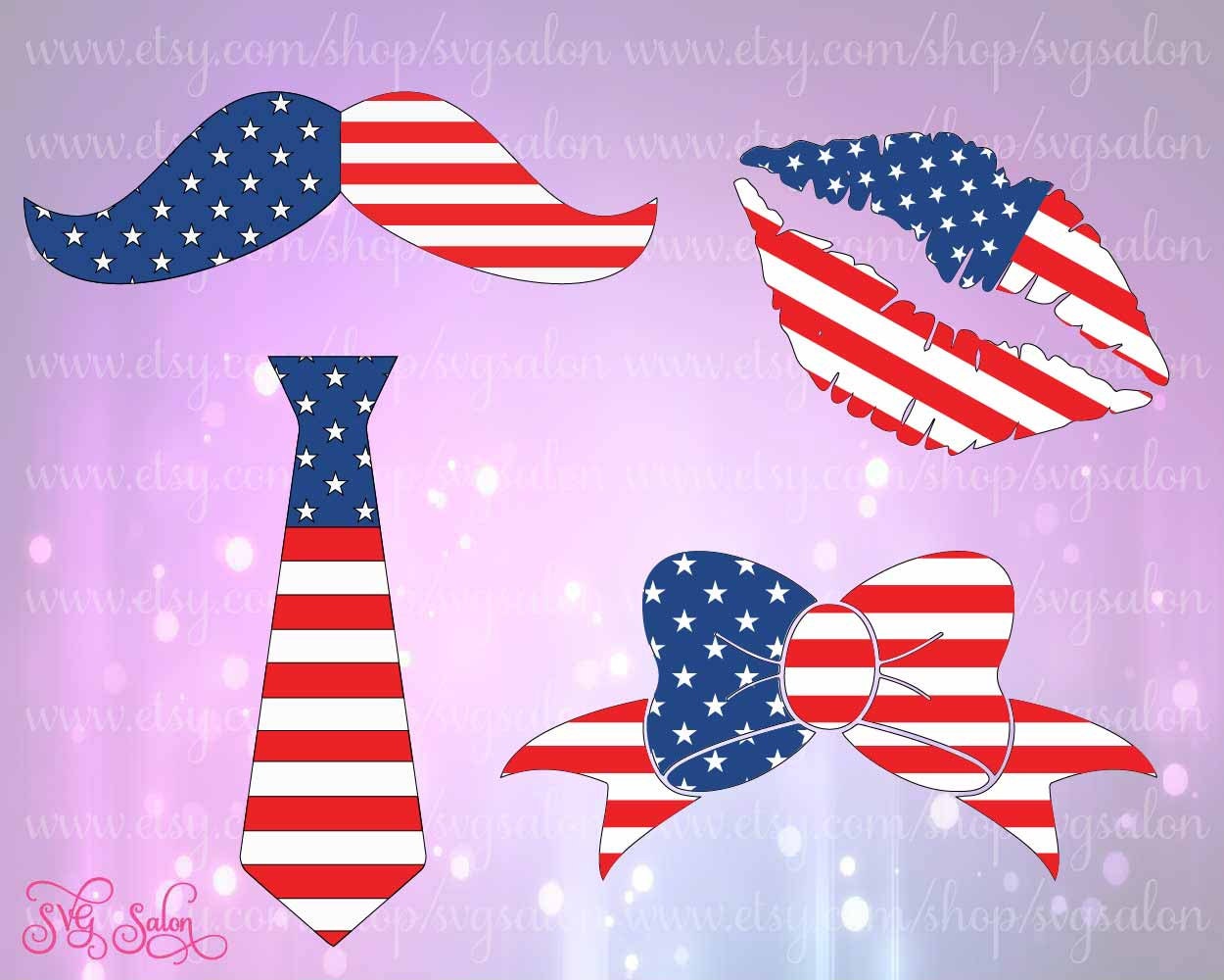 Download Fourth of July American Flag Bow Necktie Lips and by SVGSalon