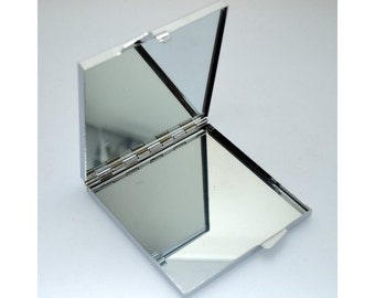 mirror compact, square, metal, accessories