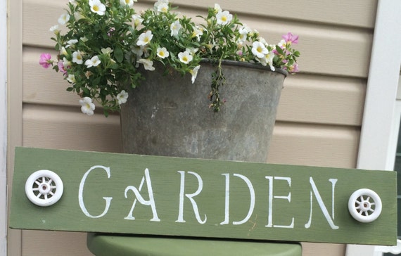 Wood Outside Hand Painted Garden Sign by LakeWoodsMarket on Etsy