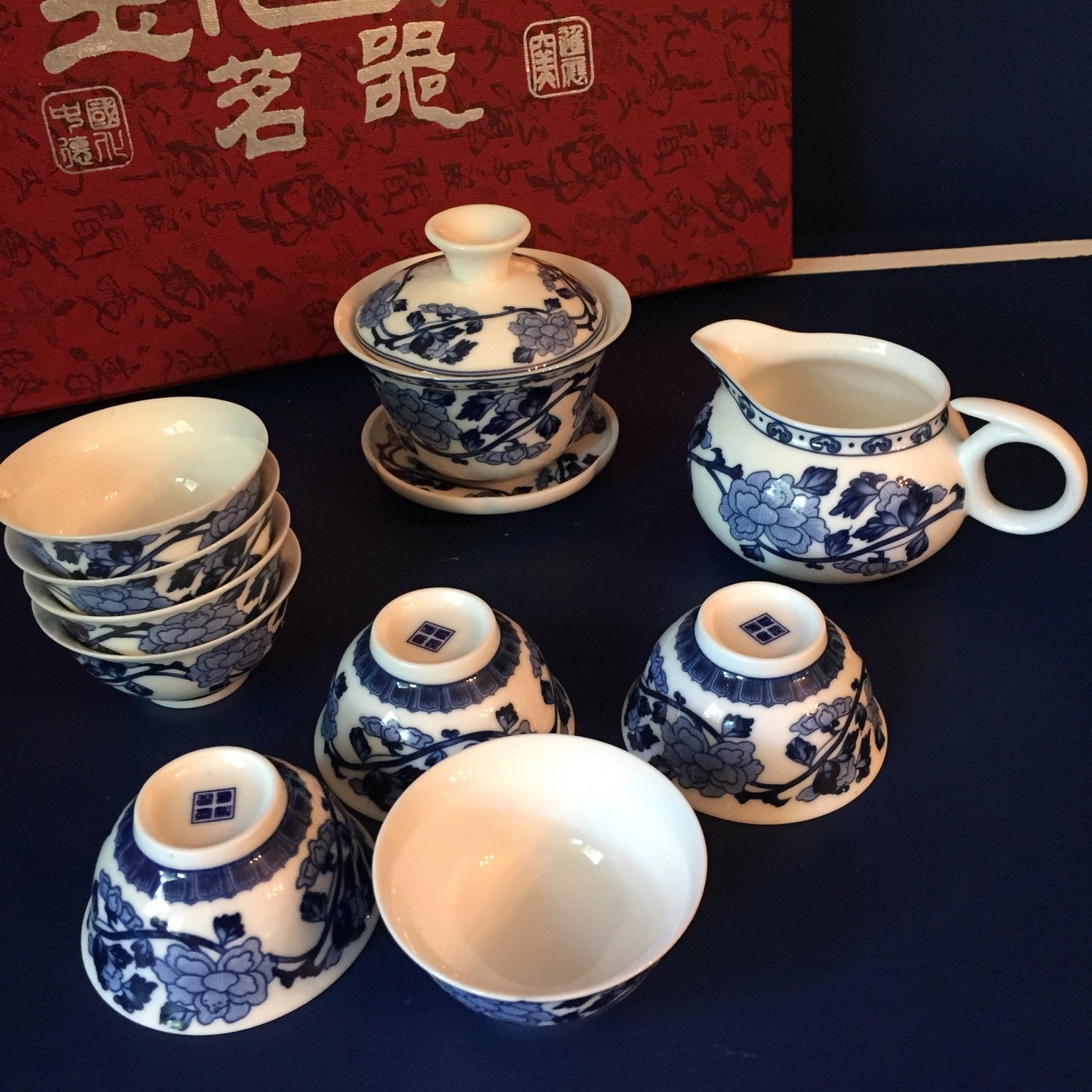 Vintage Fine China Tea Cups with creamer and sugar bowl Haute Juice